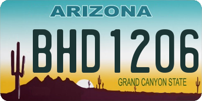 AZ license plate BHD1206