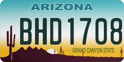 AZ license plate BHD1708