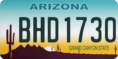 AZ license plate BHD1730