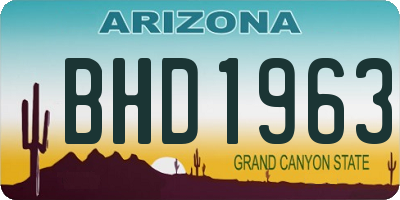 AZ license plate BHD1963