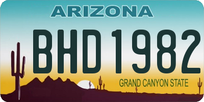 AZ license plate BHD1982