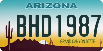 AZ license plate BHD1987
