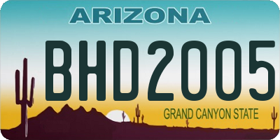 AZ license plate BHD2005