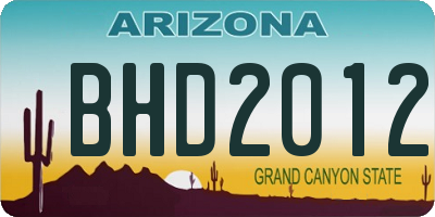 AZ license plate BHD2012