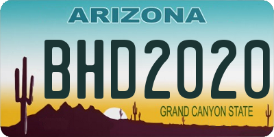 AZ license plate BHD2020