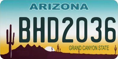 AZ license plate BHD2036