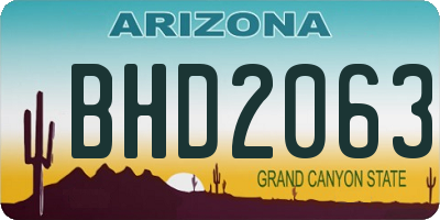AZ license plate BHD2063