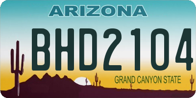 AZ license plate BHD2104