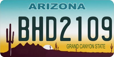 AZ license plate BHD2109