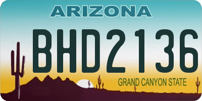 AZ license plate BHD2136