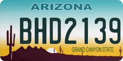 AZ license plate BHD2139