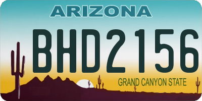 AZ license plate BHD2156