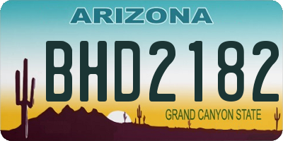 AZ license plate BHD2182