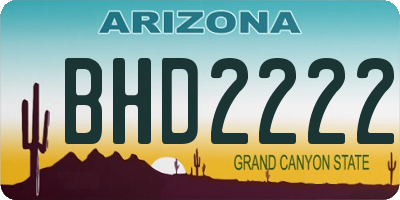 AZ license plate BHD2222