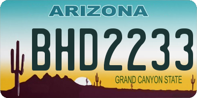 AZ license plate BHD2233