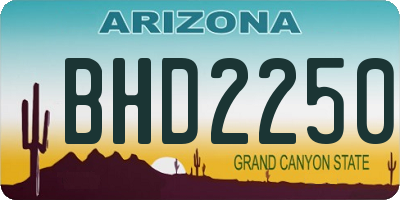 AZ license plate BHD2250