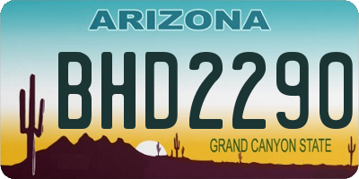 AZ license plate BHD2290
