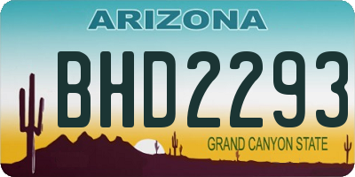 AZ license plate BHD2293