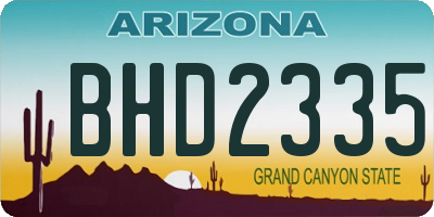 AZ license plate BHD2335