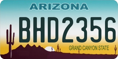 AZ license plate BHD2356