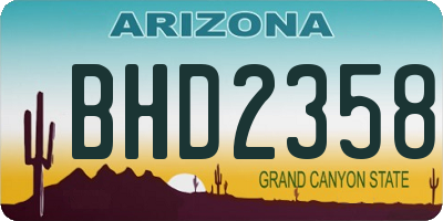 AZ license plate BHD2358