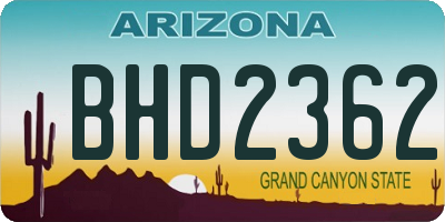 AZ license plate BHD2362