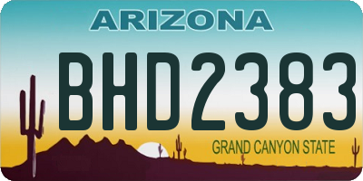 AZ license plate BHD2383