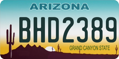 AZ license plate BHD2389