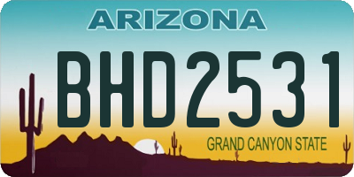 AZ license plate BHD2531