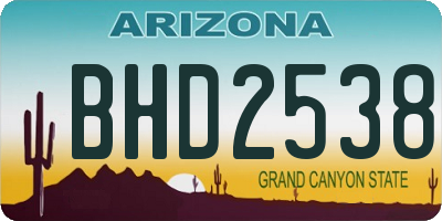 AZ license plate BHD2538