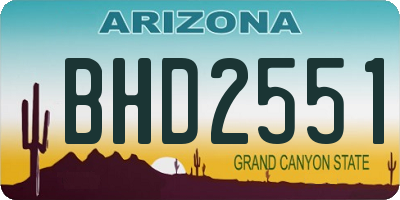 AZ license plate BHD2551