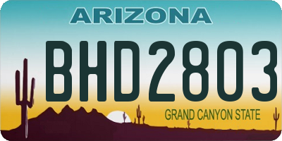 AZ license plate BHD2803