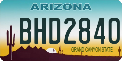 AZ license plate BHD2840