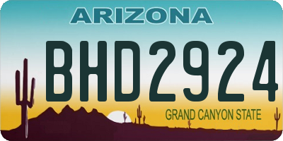 AZ license plate BHD2924