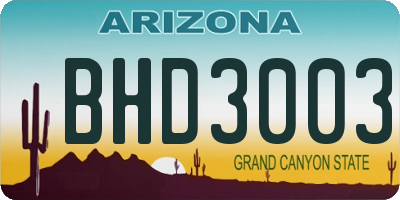 AZ license plate BHD3003