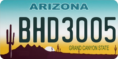 AZ license plate BHD3005