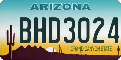 AZ license plate BHD3024