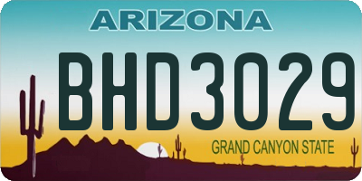 AZ license plate BHD3029
