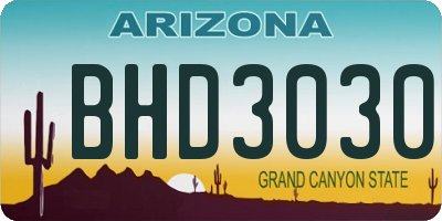 AZ license plate BHD3030