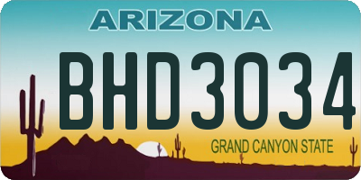 AZ license plate BHD3034