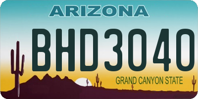 AZ license plate BHD3040