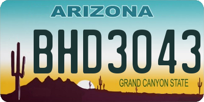 AZ license plate BHD3043