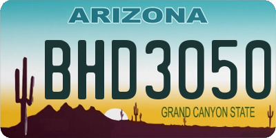 AZ license plate BHD3050