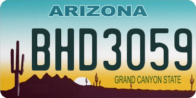 AZ license plate BHD3059