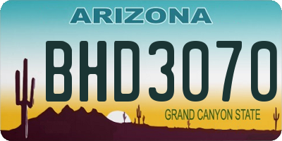 AZ license plate BHD3070