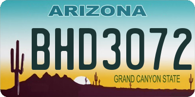 AZ license plate BHD3072