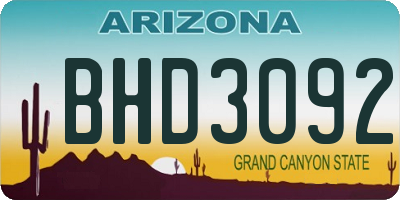AZ license plate BHD3092