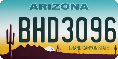 AZ license plate BHD3096