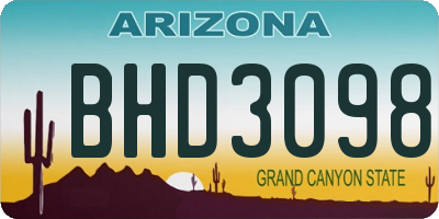 AZ license plate BHD3098