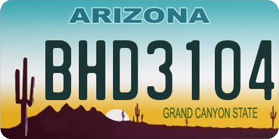 AZ license plate BHD3104